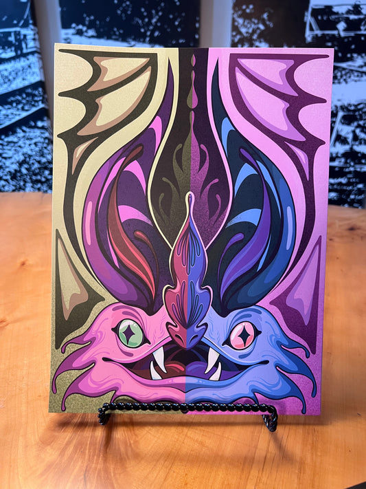 Two Face Bat 9” x 12” Print
