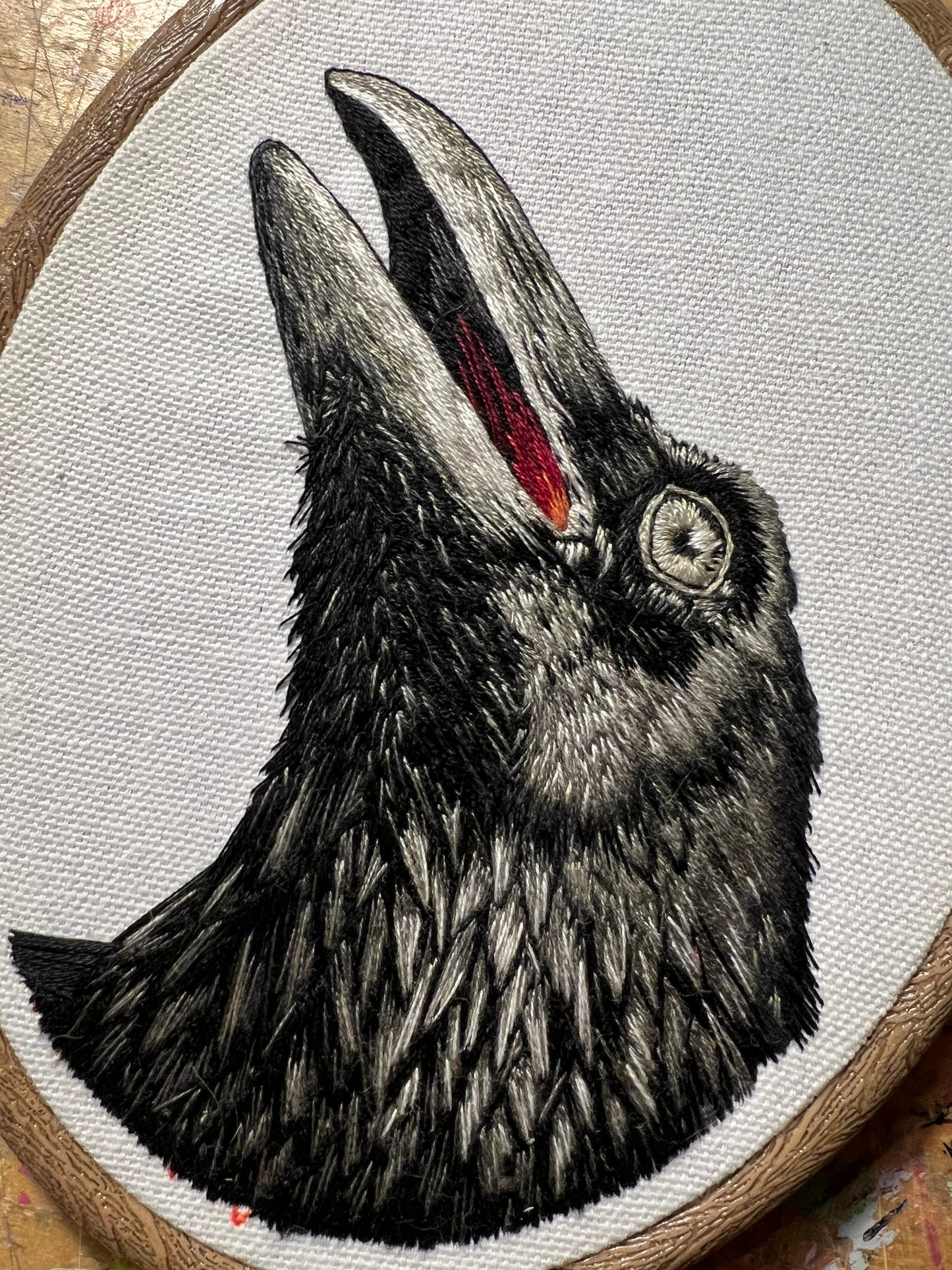 Murder Death Kill Crow- Original Hand Embroidery
