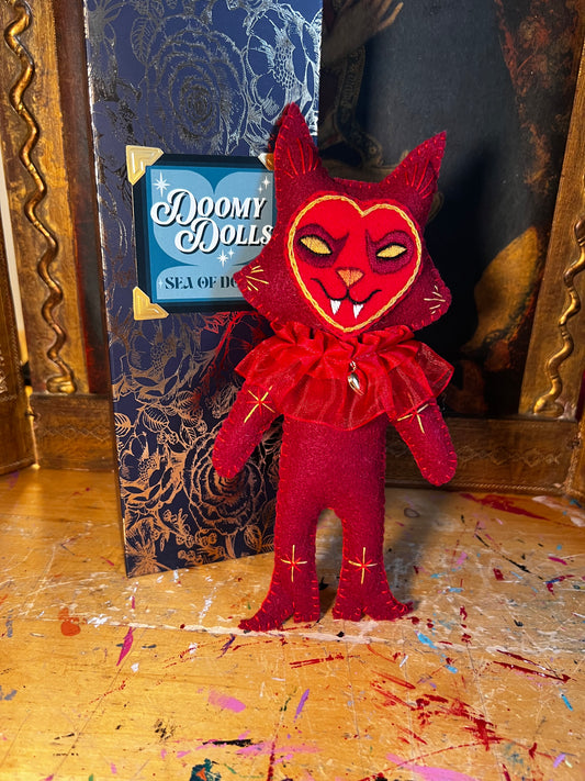 Doomy Doll: Maroon Wolf with Red Ruffle