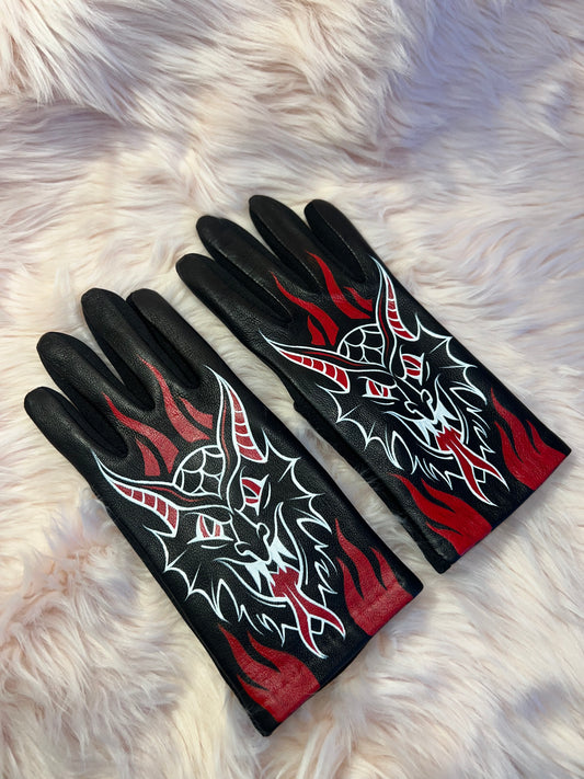 Hellfire Hand Painted Leather Gloves