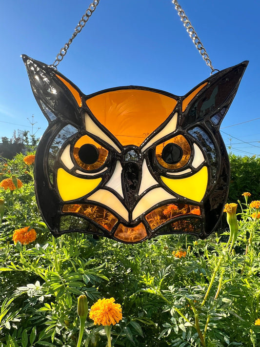 The Familiar: Owl Original Stained Glass