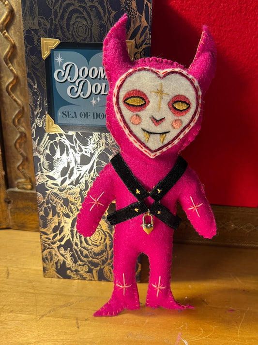 Doomy Doll: Magenta Devil with Harness