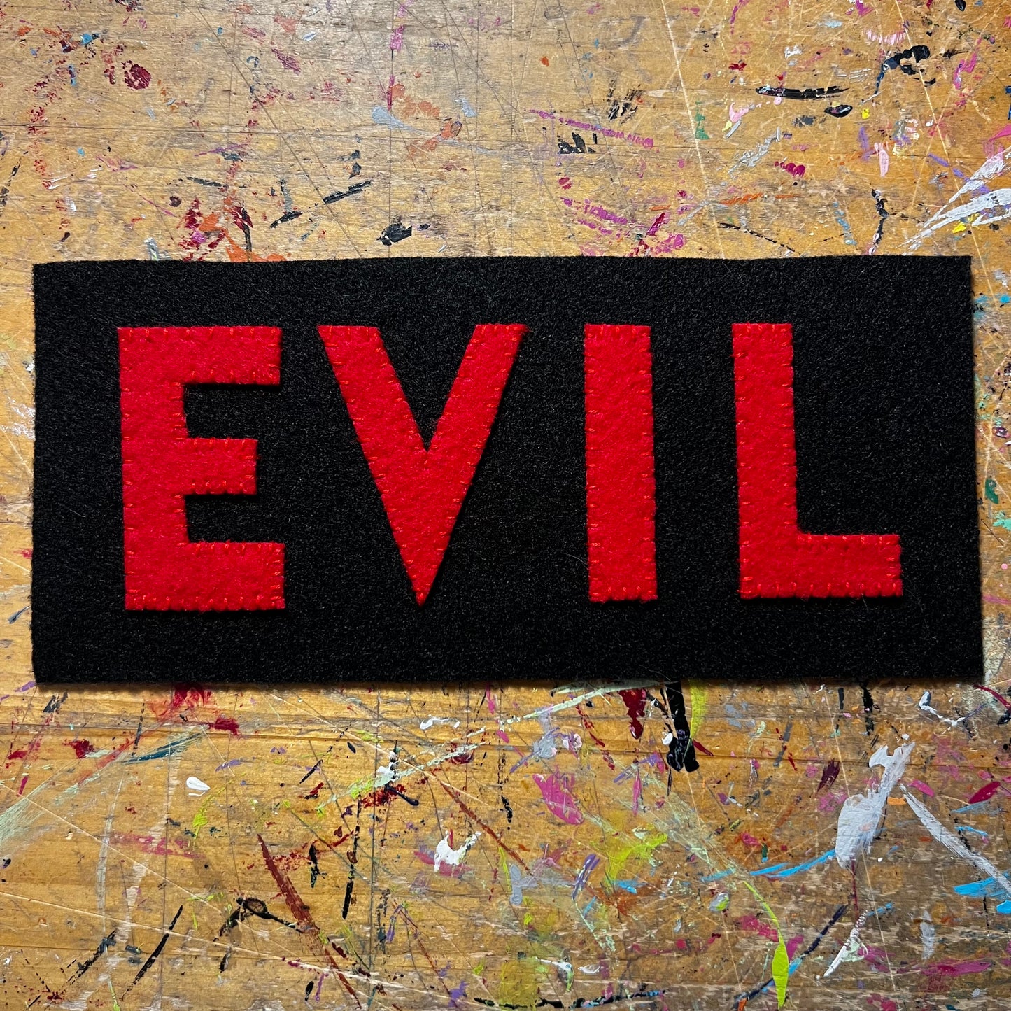 Handmade Felt "EVIL" Patch