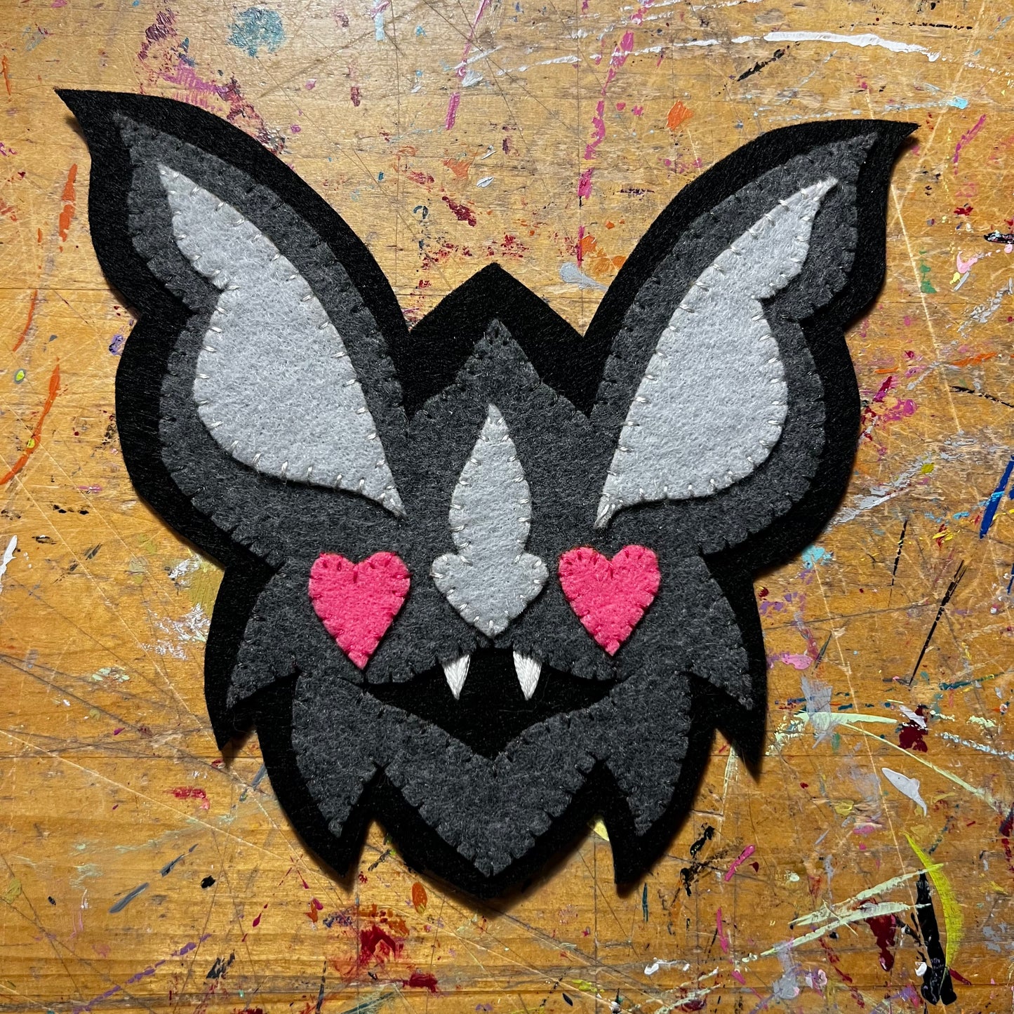 Handmade Gray & Black Bat Patch