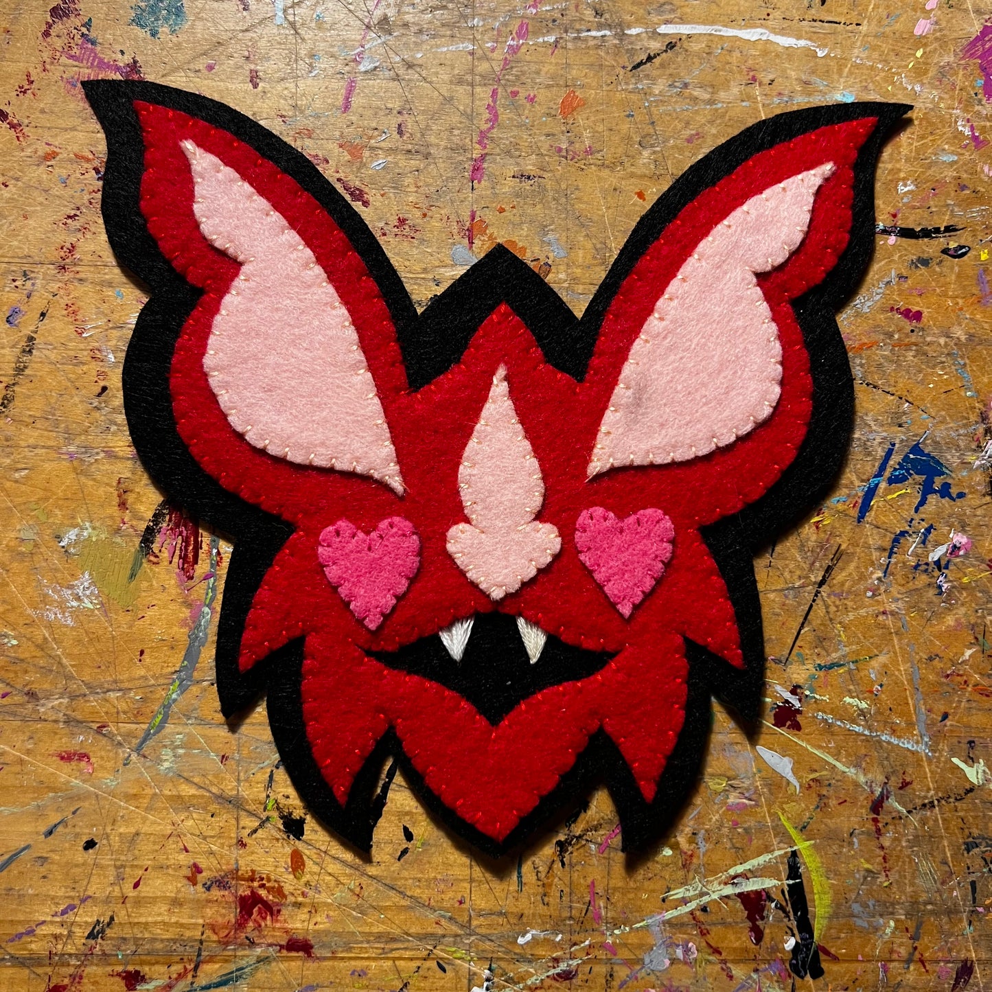 Handmade Red & Black Bat Patch