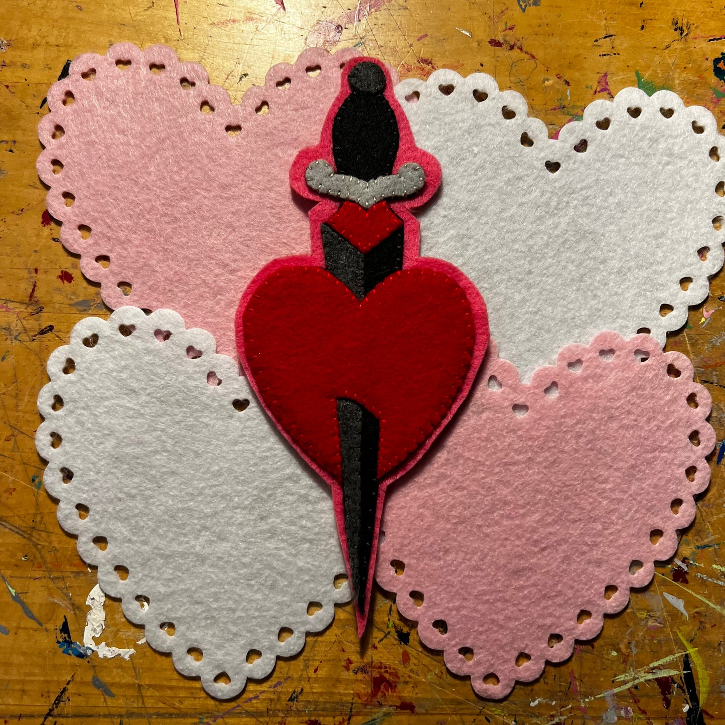 Handmade Dagger Heart Patch