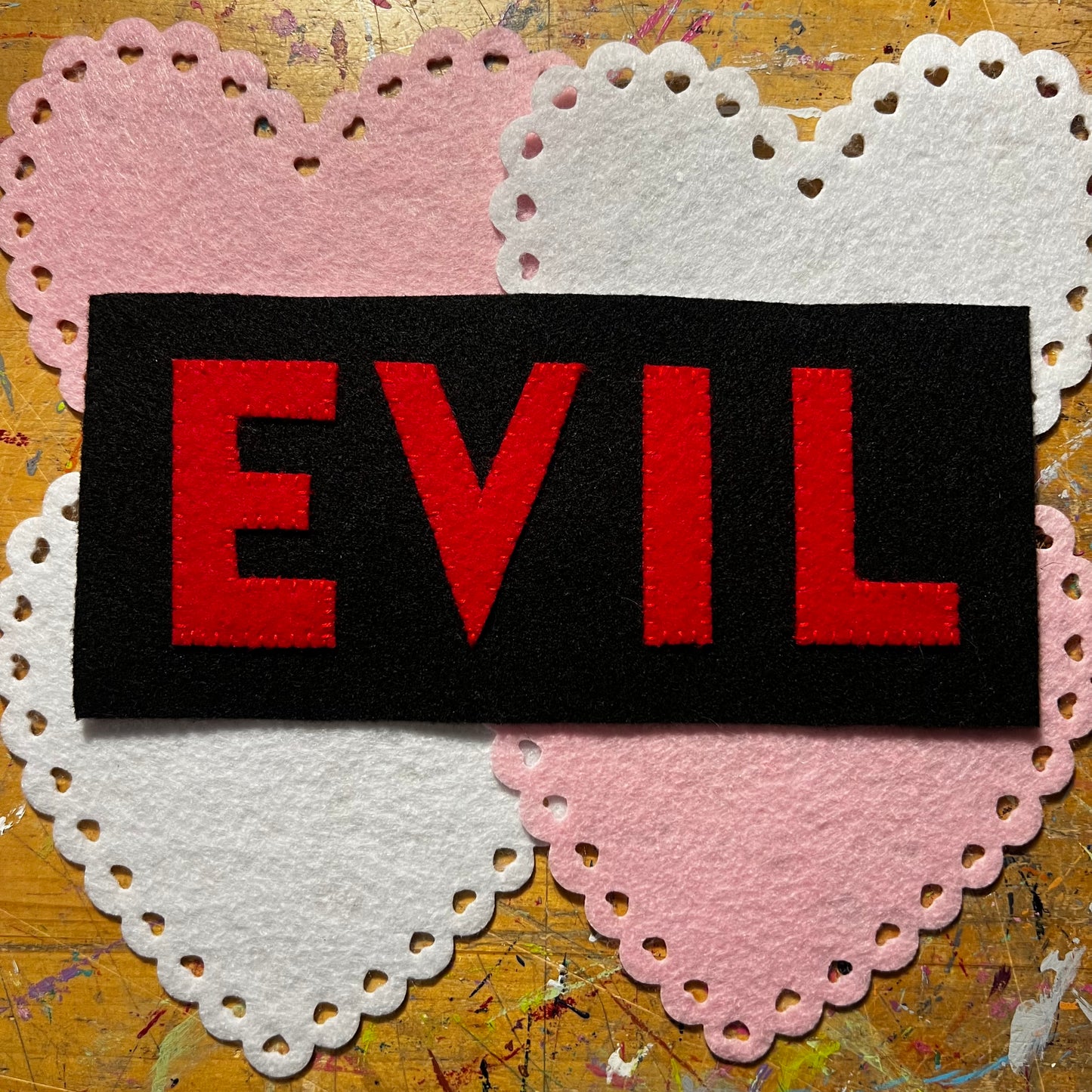 Handmade Felt "EVIL" Patch