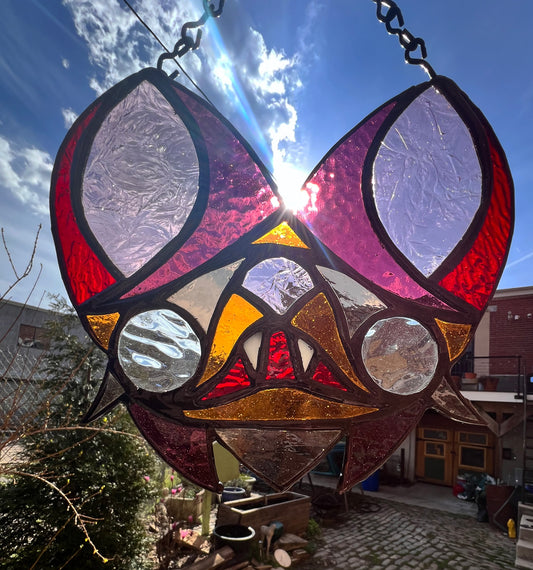 Bat Dude Original Stained Glass- Maroon Variant