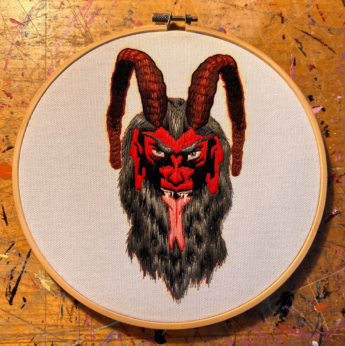 Daddy Krampus Hand Embroidery