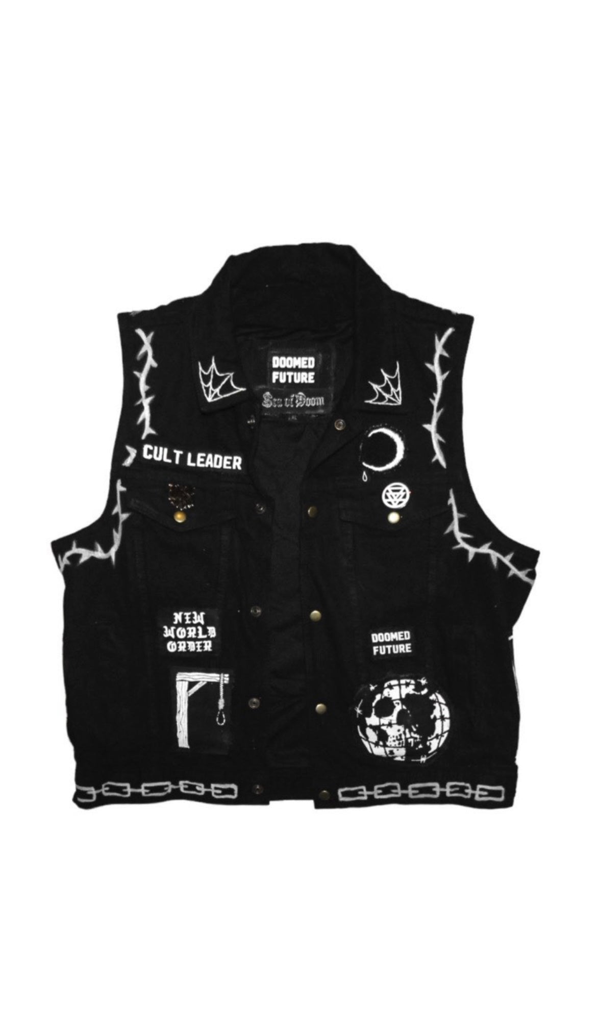 Doomed Future x Sea of Doom Hand Embellished Heavy Duty Denim Vest