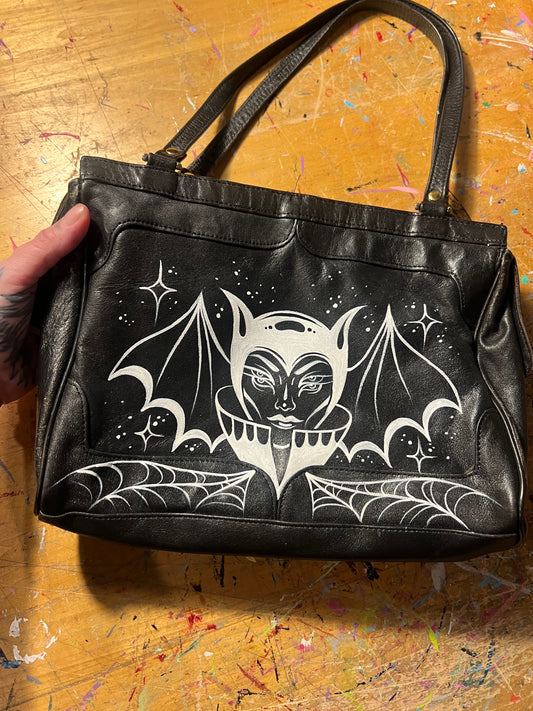 Hand Painted Bat Babe Bag