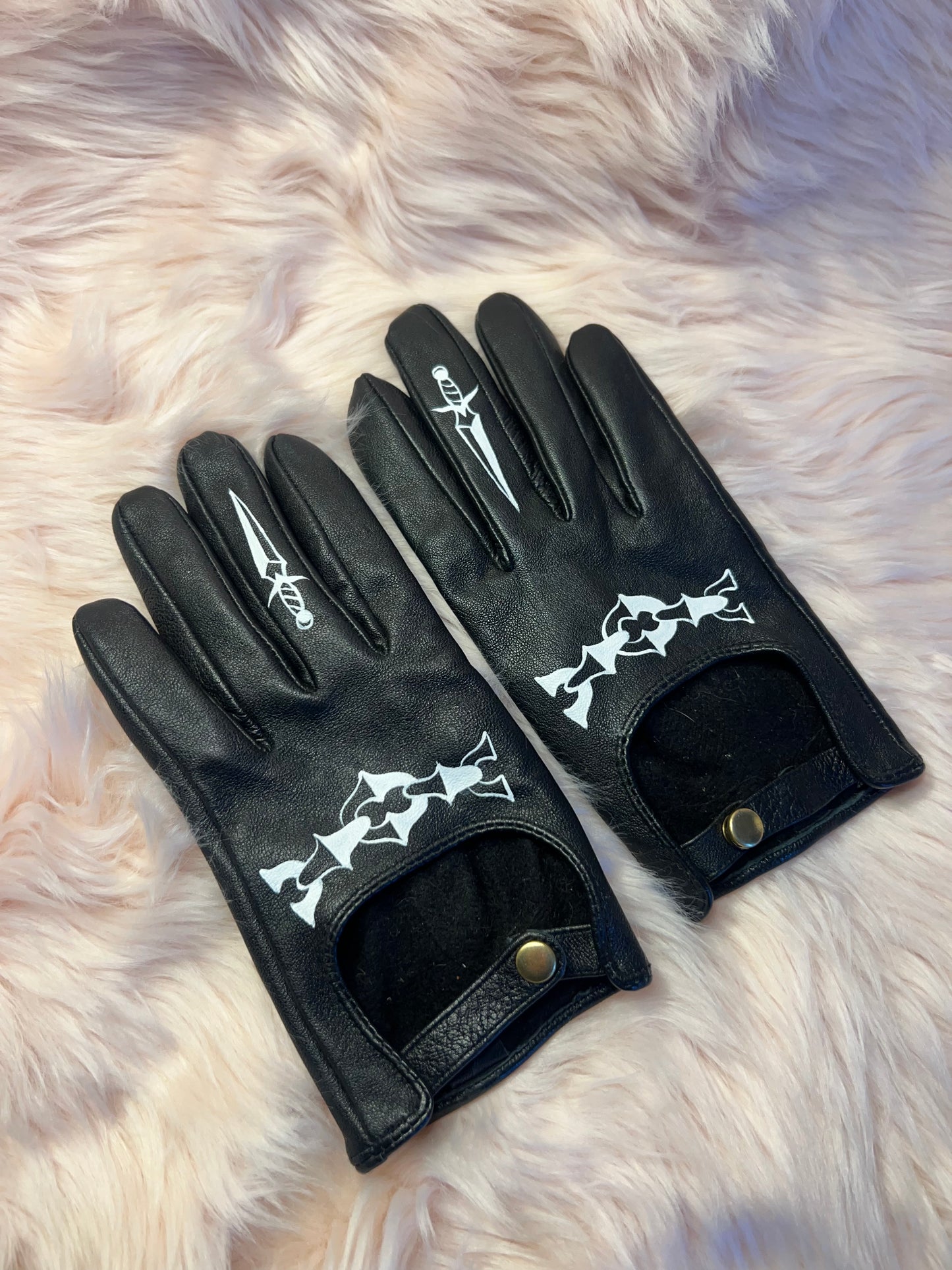 Maniacal Driving Gloves-  Hand Painted Leather Gloves