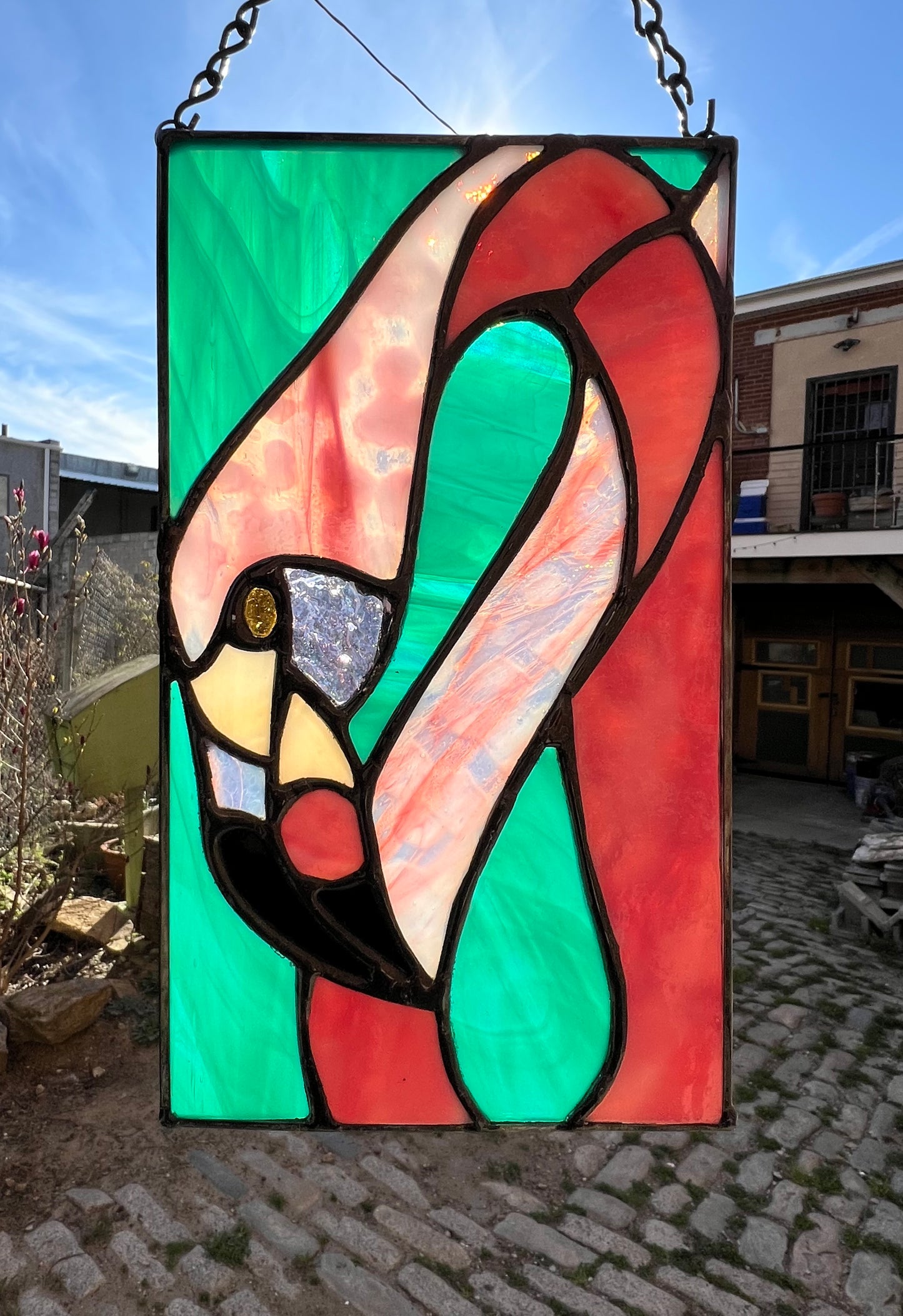 Pink Flamingo Original Stained Glass