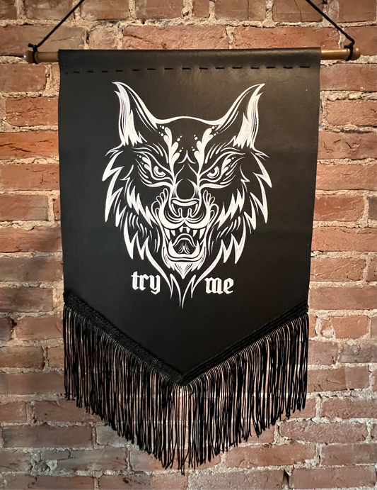 "Try Me" Wolf Banner