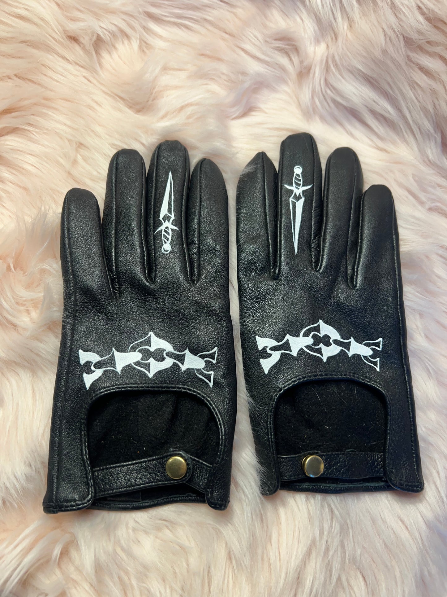 Maniacal Driving Gloves-  Hand Painted Leather Gloves