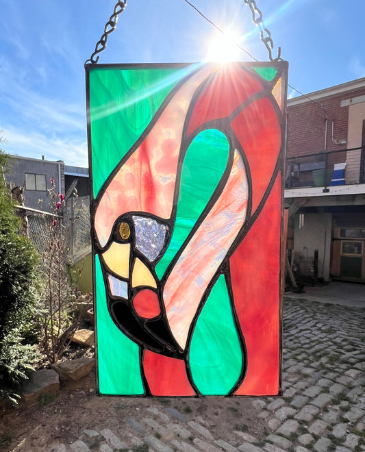 Pink Flamingo Original Stained Glass