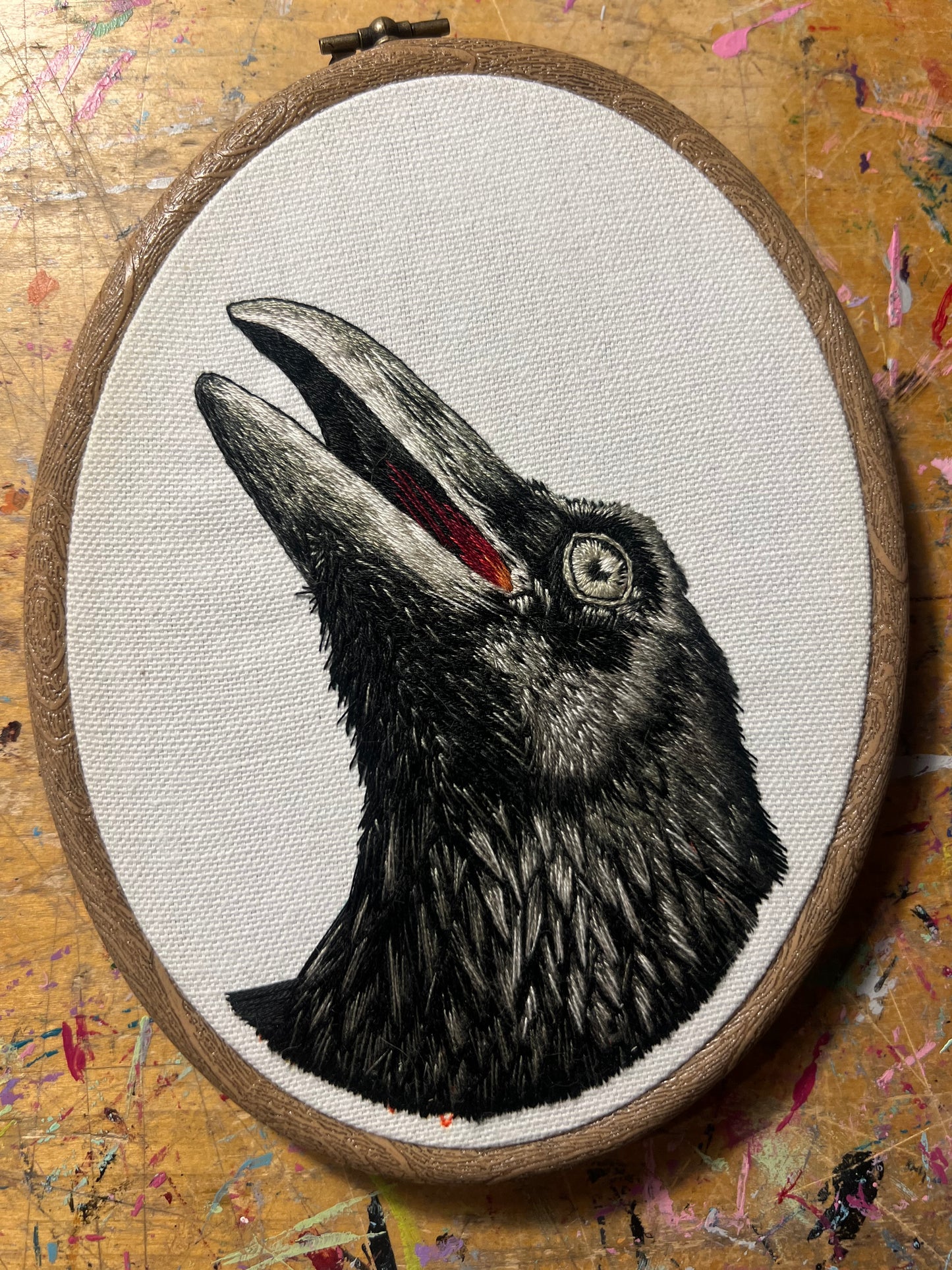 Murder Death Kill Crow- Original Hand Embroidery