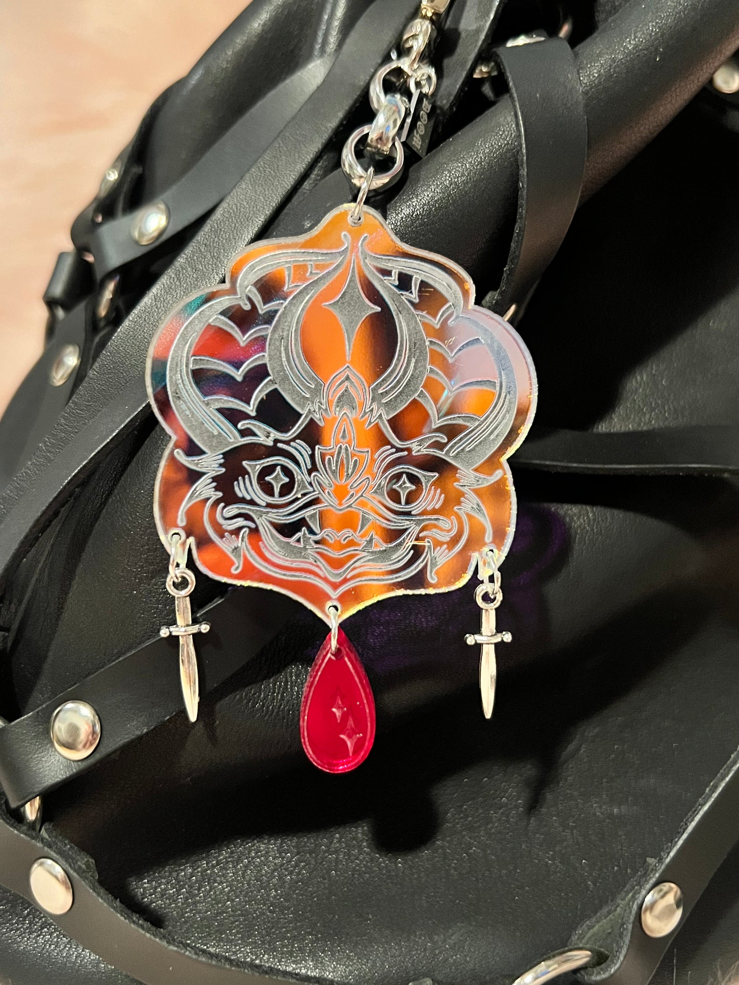 Iridescent Bat Bag Charm