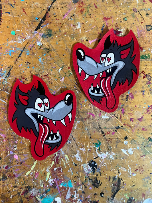 Horny Wolf Hand Painted Faux Leather Patch