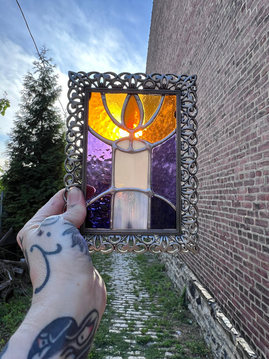 White Candle Original Stained Glass