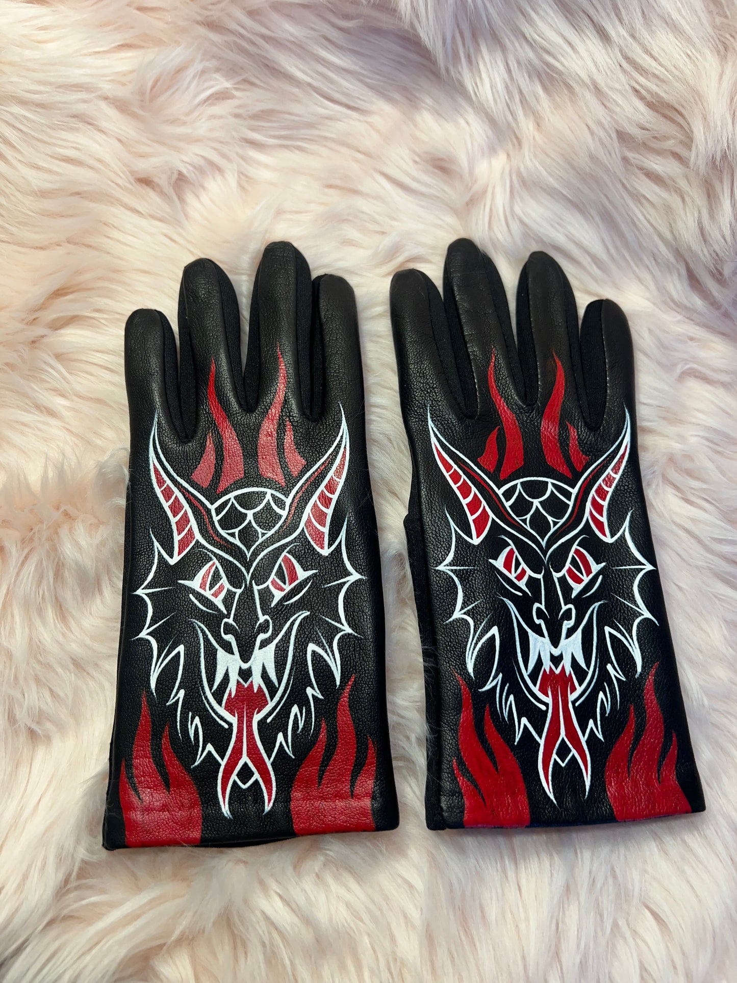 Hellfire Hand Painted Leather Gloves