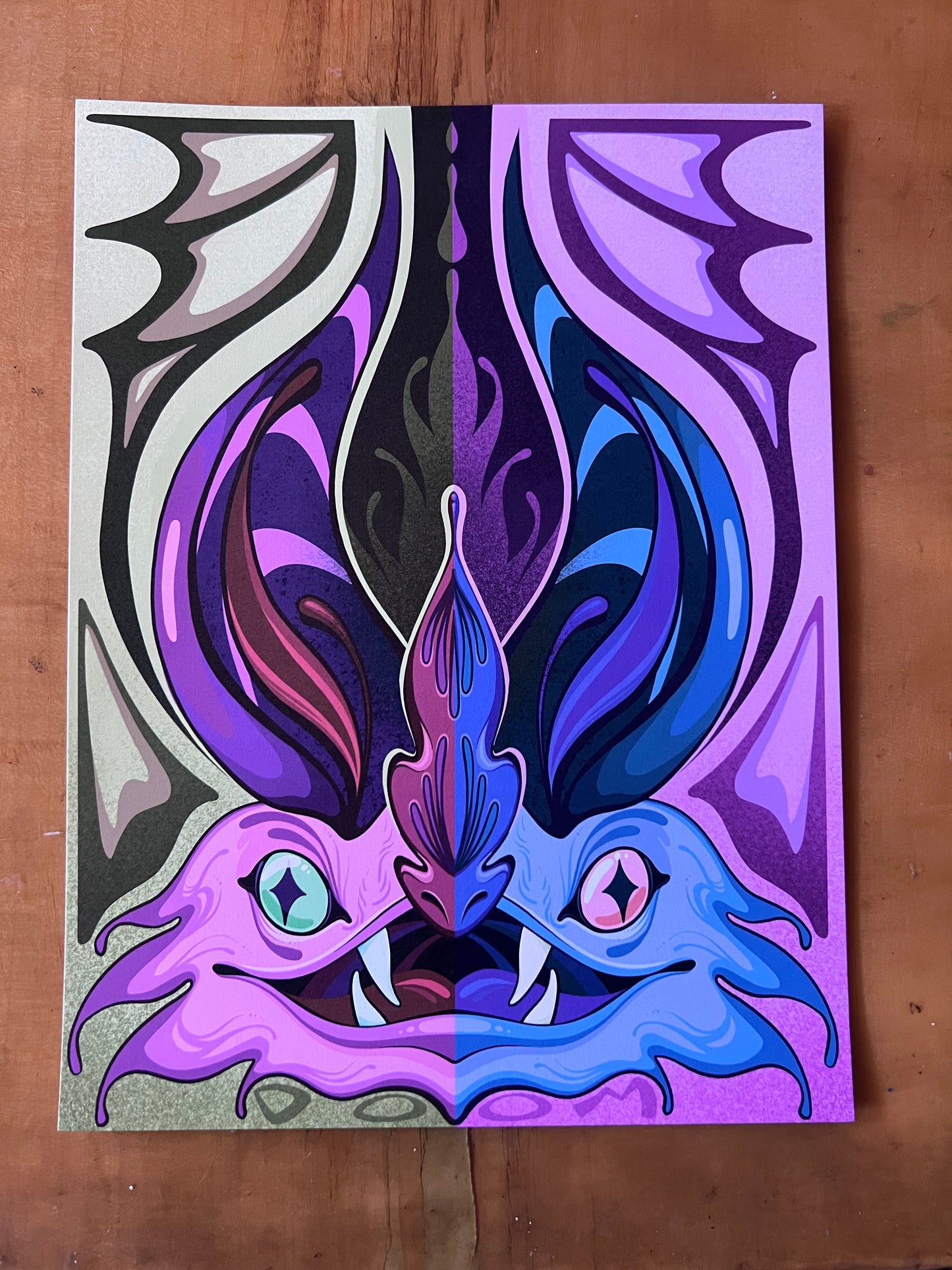 Two Face Bat 9” x 12” Print