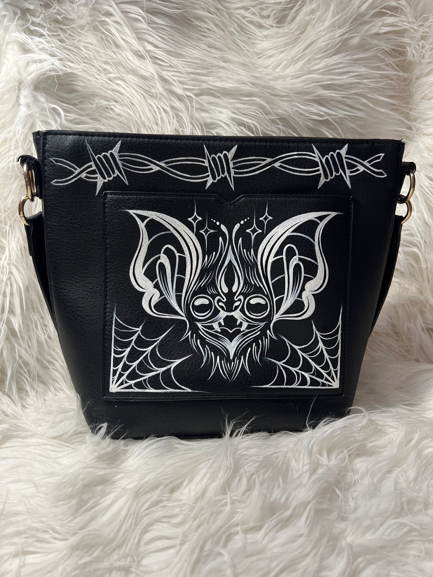 Hand Painted Barbed Wire Bat Bag