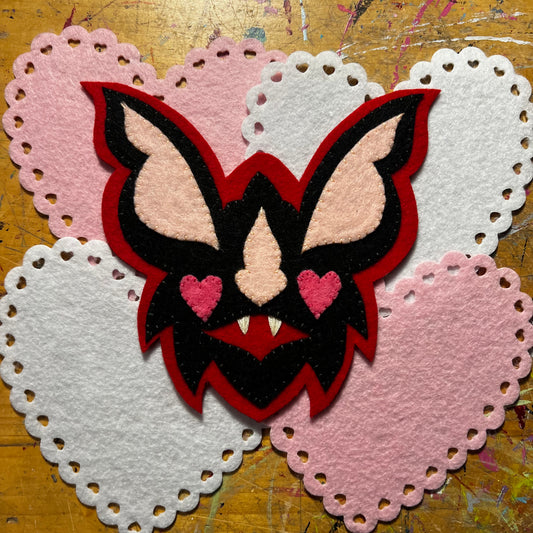 Handmade Black & Red Bat Patch