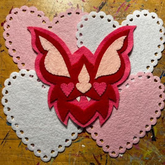 Handmade Red & Pink Bat Patch