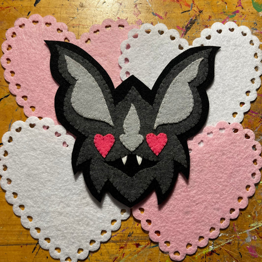 Handmade Gray & Black Bat Patch