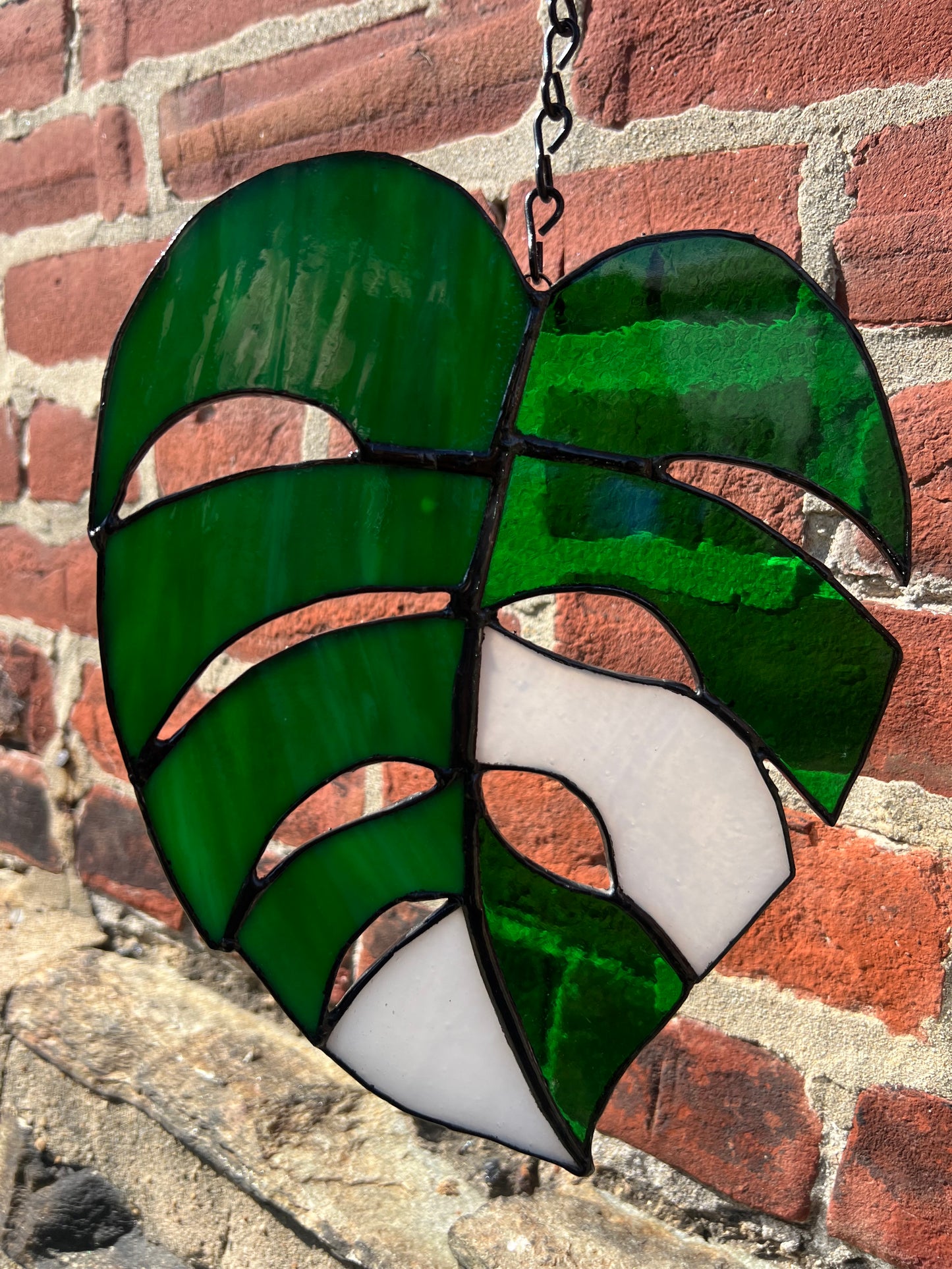 XL Monstera Leaf Original Stained Glass