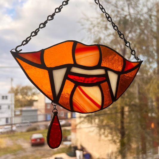 70s Key Party Vamp Lips- Original Stained Glass