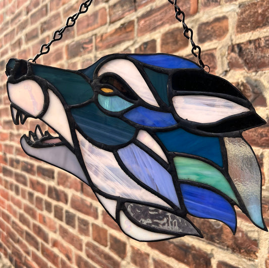 Blue Wolf Stained Glass