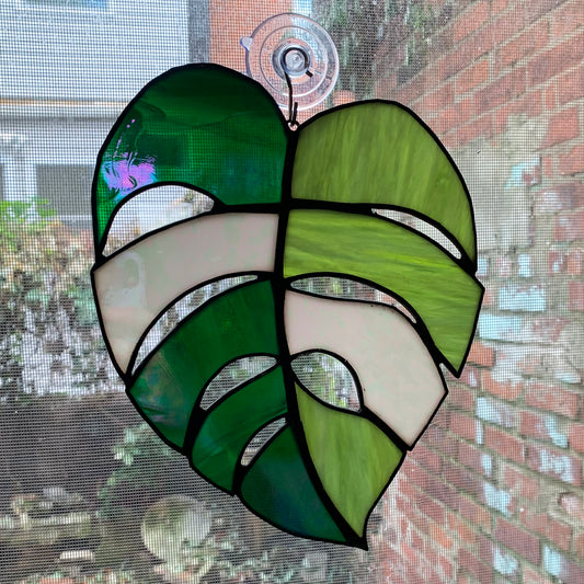 Large Monstera Leaf Stained Glass