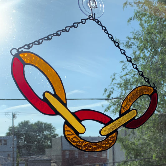Red and Gold Chain Stained Glass