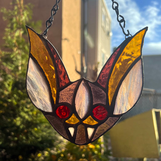 Rose Gold Bat Original Stained Glass