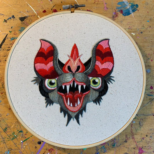 Shreiking Bat Hand Embroidery