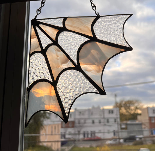 White Spiderweb Original Stained Glass