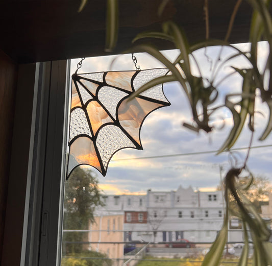 White Spiderweb Original Stained Glass